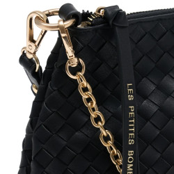 Les Petites Bombes Prele Gand Sac Bandoulière Effet Tressé Noir details