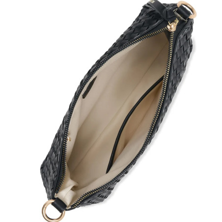 Les Petites Bombes Prele Gand Sac Bandoulière Effet Tressé Noir ouvert
