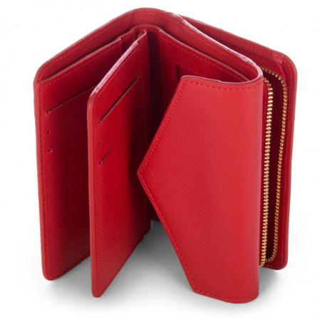 Lancaster Saffiano Signature Portefeuille Dos à Dos 127-02 Rouge ouvert