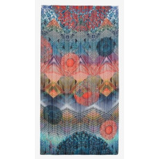 Desigual Foulard Rectangle Femme - Patch Floral Bleu Élégant Et Coloré