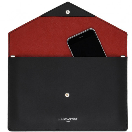 Lancaster City Americanini Double Sac Pochette 222-20 Noir In Rouge ouvert 4