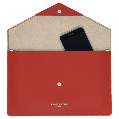 Lancaster City Americanini Double Sac Pochette 222-20 Rouge In Champagne ouvert 2