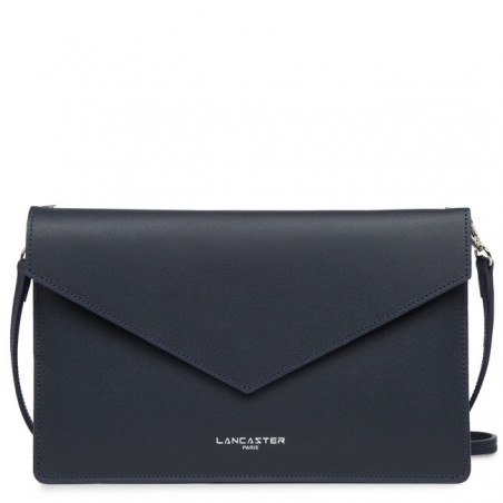 Lancaster City Americanini Double Sac Pochette 222-20 Bleu Fonce in Argent