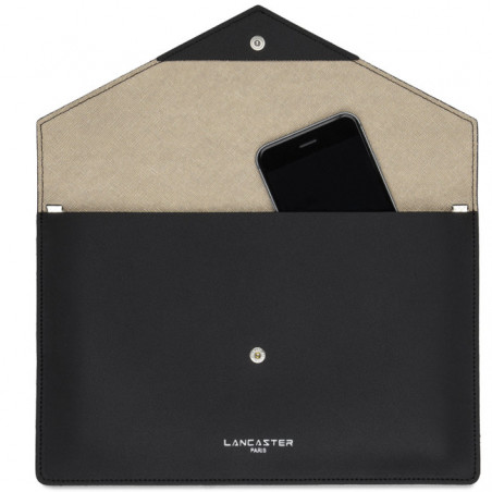 Lancaster City Americanini Double Sac Pochette 222-20 Noir In Champagne