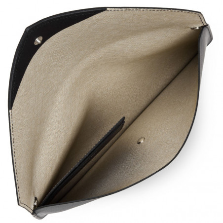 Lancaster City Americanini Double Sac Pochette 222-20 Noir In Champagne ouvert