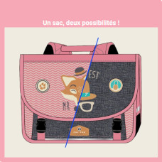 Pol Fox Cartable Reversible 35cm The Coolest Rose et Gris 2 en 1