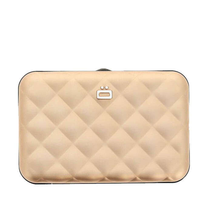 Ogon Quilted Button Porte Cartes Rose Gold