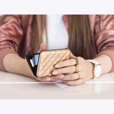 Ogon Quilted Button Porte Cartes Rose Gold
