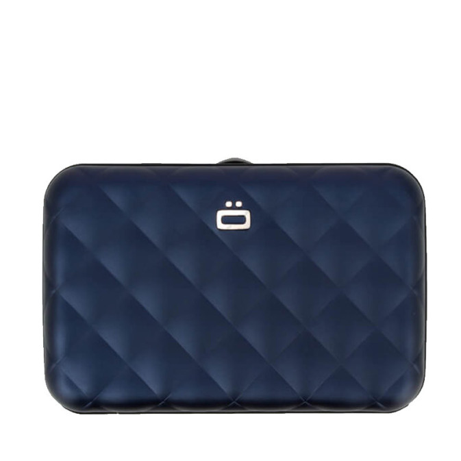 Ogon Quilted Button Porte Cartes Navy Blue