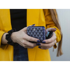Ogon Quilted Button Porte Cartes Navy Blue