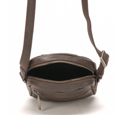 Arthur & Aston Diego Sac Porté travers Homme 1438-24 Chataigne ouvert