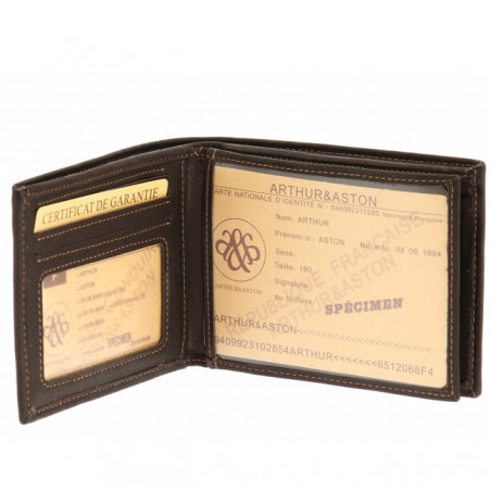 Arthur et Aston Louis Portefeuille Italien 94-499 Chataigne ouvert