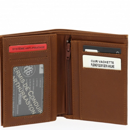 Arthur et Aston Oscar Portefeuille Européen 1978-800 Cognac ouvert 2
