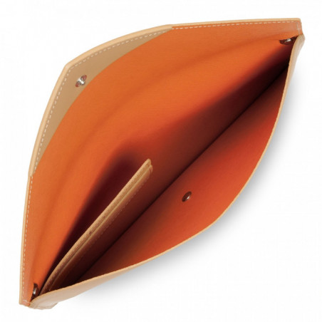 Lancaster City Americanini Double Sac Pochette 222-20 Naturel In Orange ouvert