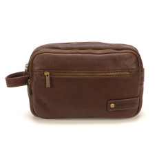 trousse de toilette en cuir pour homme couleur châtaigne