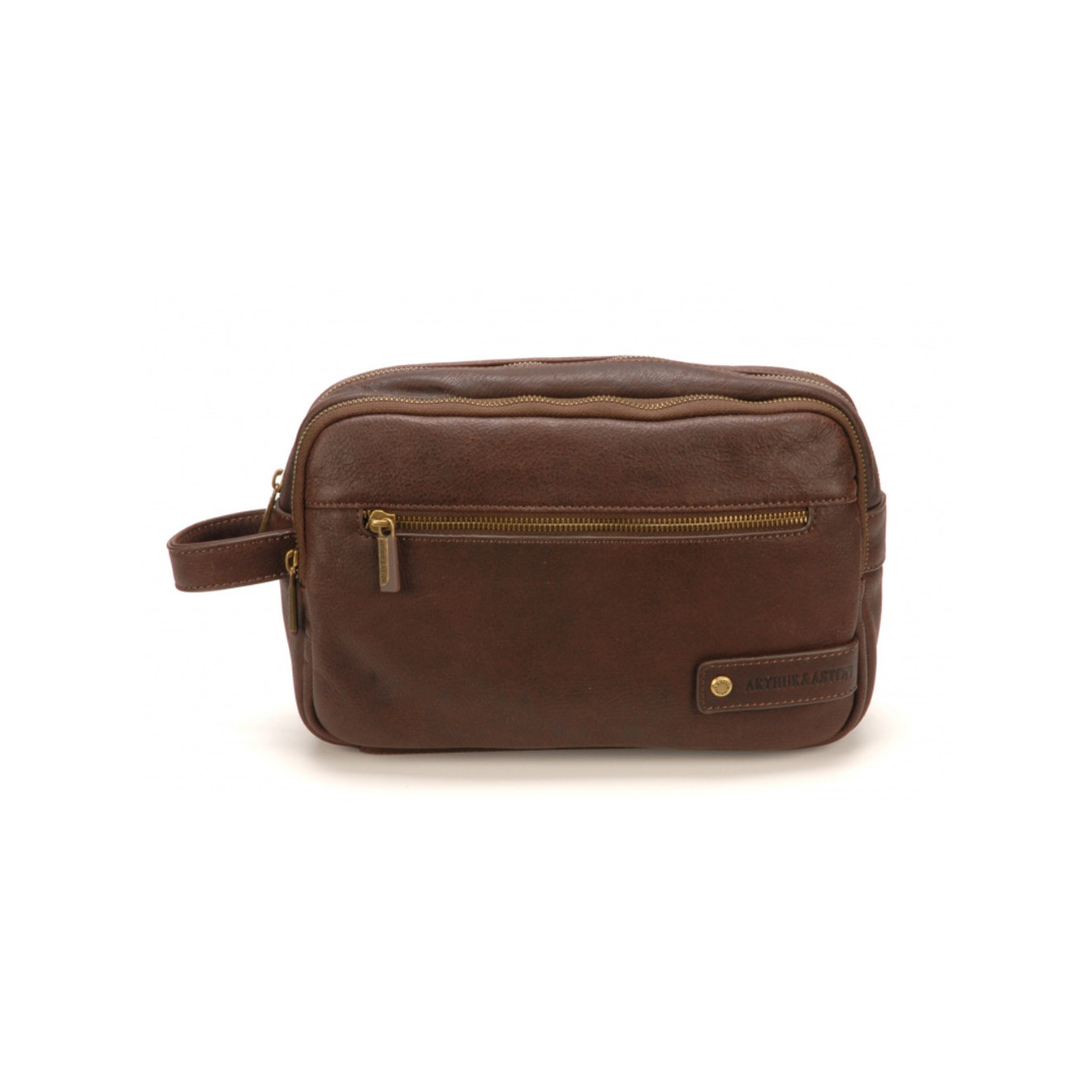 trousse de toilette en cuir pour homme couleur châtaigne