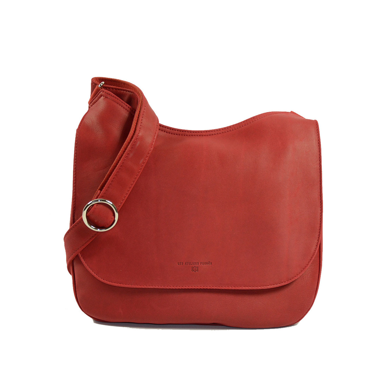 Sac porté travers en cuir pour femme couleur rouge