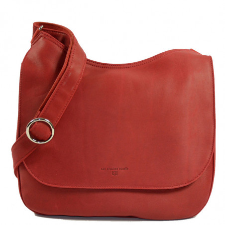Sac porté travers en cuir pour femme couleur rouge