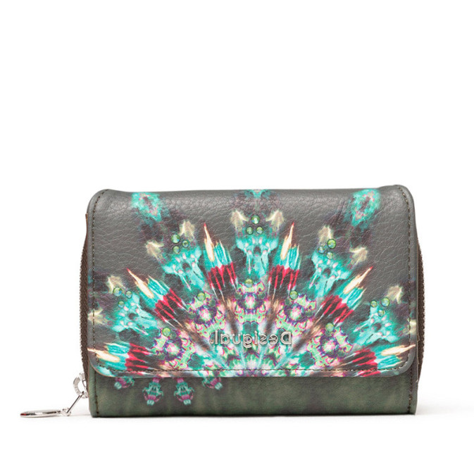 Portefeuille Trois Volets Desigual Mone_priori Candela Pour Femme - Fermeture éclair, Plusieurs Poches, Cordon Amovible