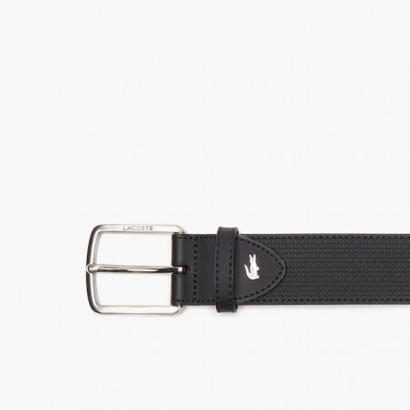 Lacoste Men's Classic Ceinture Cuir Texturé Black  boucle