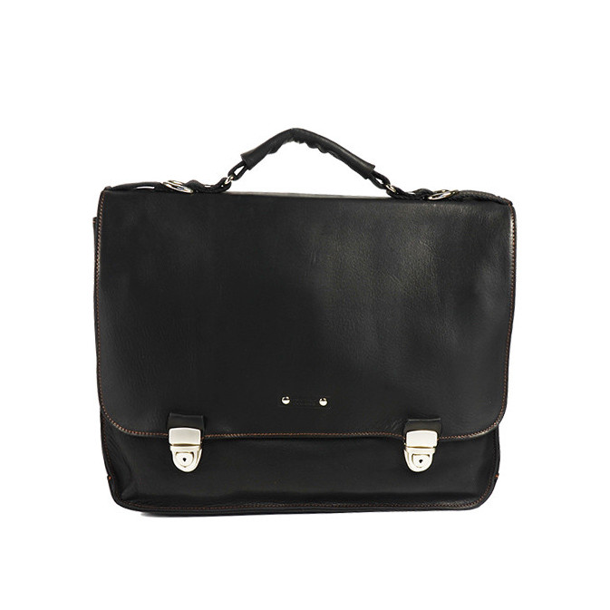 Jean Louis Fourès Baroudeur Cartable 3 Soufflets 38 Cm Noir