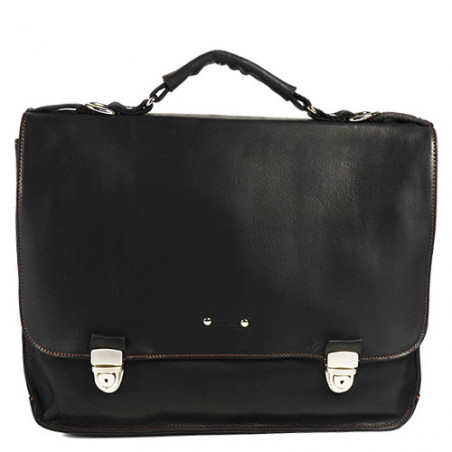 Jean Louis Fourès Baroudeur Cartable 3 Soufflets 38 Cm Noir
