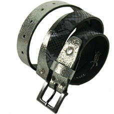 Ceinture Faune Maudez Cuir Reptile Noir Silver