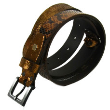 Ceinture Faune Maudez Cuir Reptile Marron Bronze