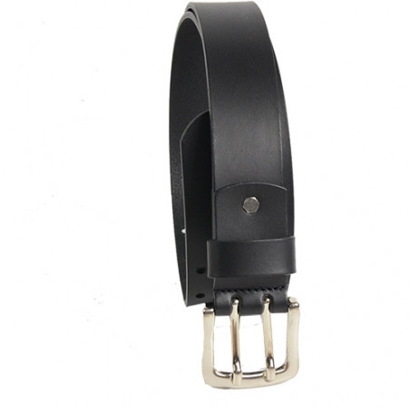Ceinture Homme En Cuir Noir Jean Louis Fourès - Longueur Totale 119 Cm - Occasion (sans Passant)