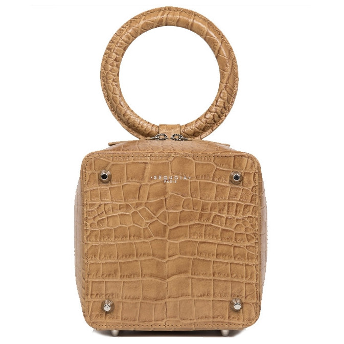 Sequoia Sweet Cube Croco Petit Sac Boîte Poignée Camel