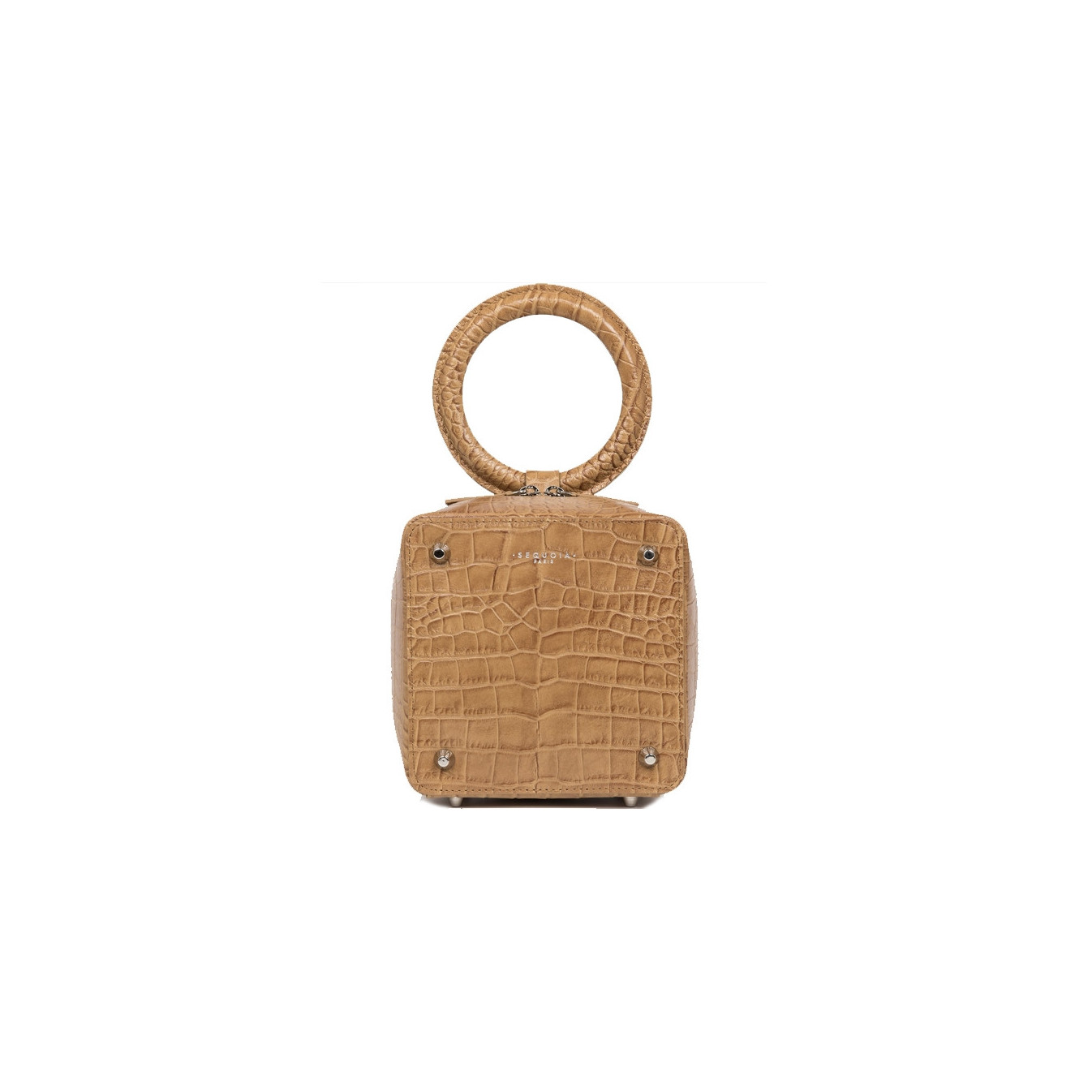 Sequoia Sweet Cube Croco Petit Sac Boîte Poignée Camel