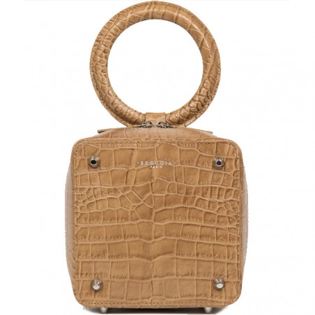 Sequoia Sweet Cube Croco Petit Sac Boîte Poignée Camel