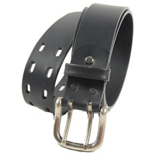 Ceinture Boucle Double Ardillon Cuir Homme Faune Noir