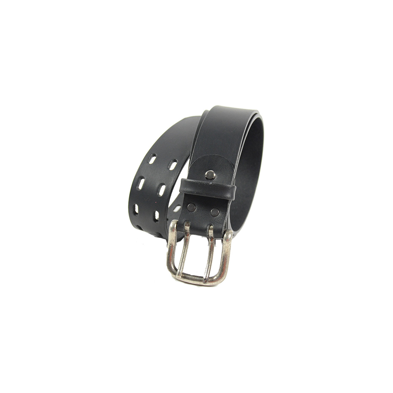 Ceinture Boucle Double Ardillon Cuir Homme Faune Noir