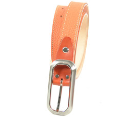 Ceinture Faune Cuir Lisse Femme boucle allongée Orange
