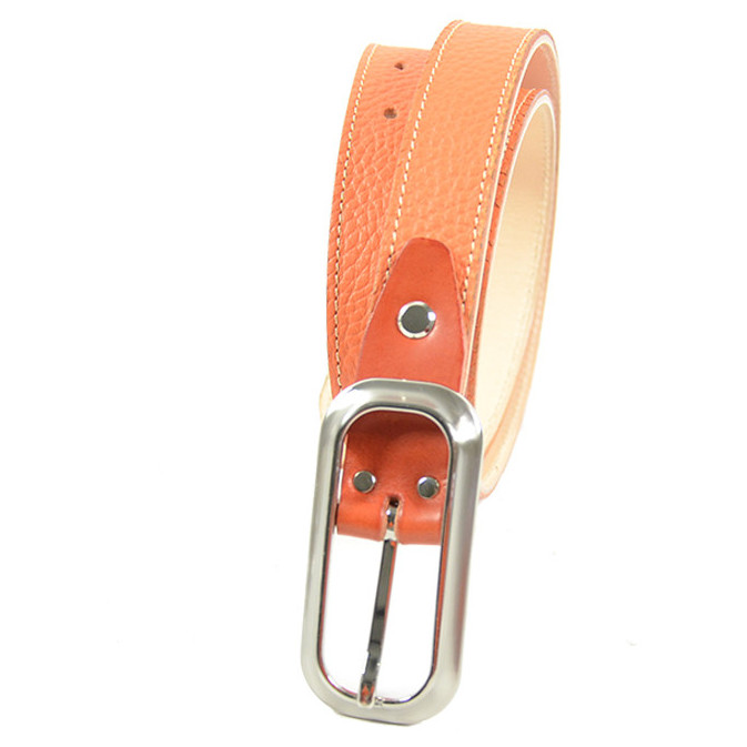 Ceinture Faune Cuir Lisse Femme boucle allongée Orange
