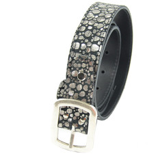 Ceinture Faune Cuir Femme Disco Noir Argent