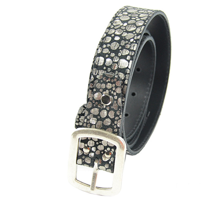 Ceinture Faune Cuir Femme Disco Noir Argent
