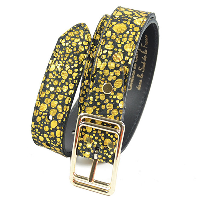 Ceinture Faune Cuir Femme Disco Or
