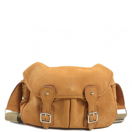 Berthille Mini Pêche Sac Croisé Cuir Nubuck Camel