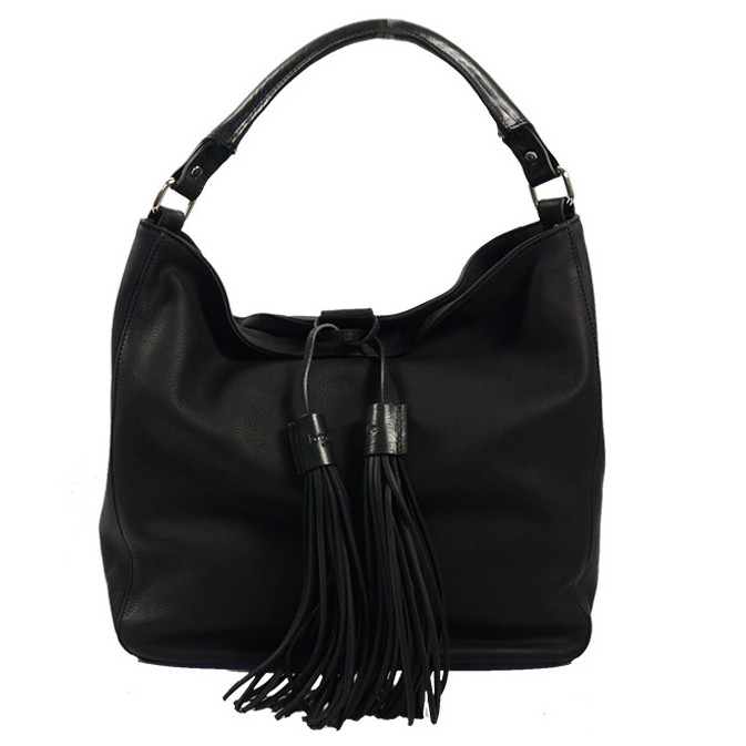 Berthille Hermine Sac Shopping Cuir Gras Noir