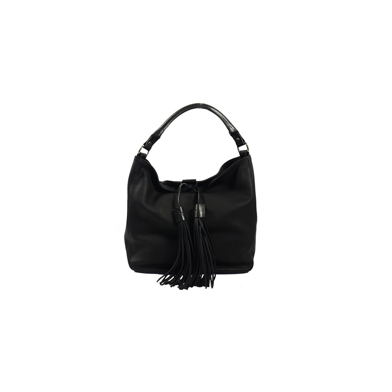 Berthille Hermine Sac Shopping Cuir Gras Noir