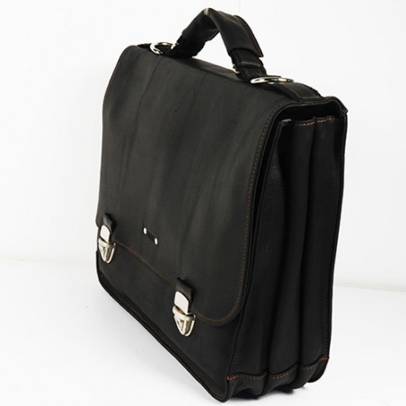 Jean Louis Fourès Baroudeur Cartable 3 Soufflets 38 Cm Noir cote