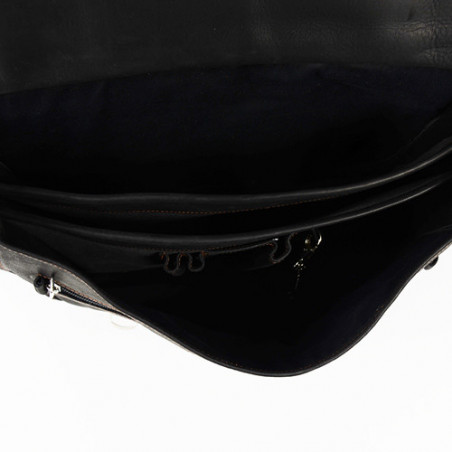 Jean Louis Fourès Baroudeur Cartable 3 Soufflets 38 Cm Noir ouvert 2