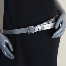 Ceinture Faune Maudez Cuir Reptile Noir Silver