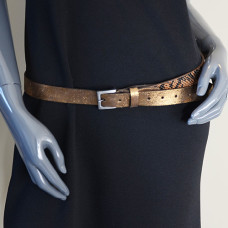Ceinture Faune Maudez Cuir Reptile Marron Bronze