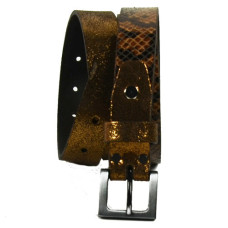 Ceinture Faune Maudez Cuir Reptile Marron Bronze face
