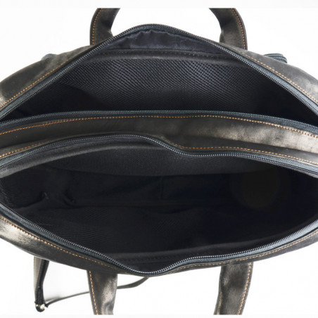 Jean Louis Fourès Baroudeur Sacoche  2 Soufflets 40 Cm Noir ouvert