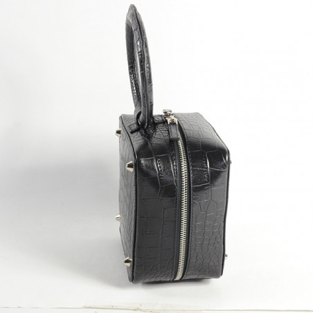 Sequoia Sweet Cube Croco Petit Sac Boîte Poignée Noir cote