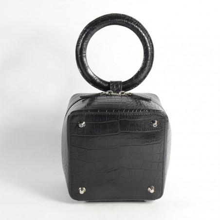 Sequoia Sweet Cube Croco Petit Sac Boîte Poignée Noir dos